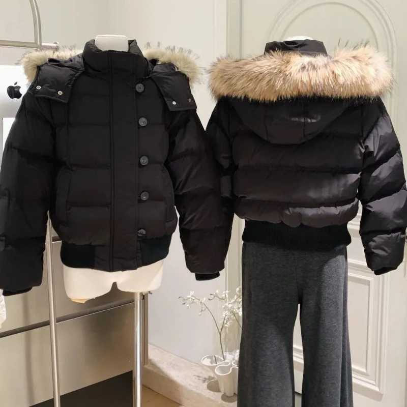 American Vintage Long Sleeve Parkas Faux Fur Collar Women Casual Pure Color Coat Streetwear Zipper Slim Y2k Retro 2025 Autumn