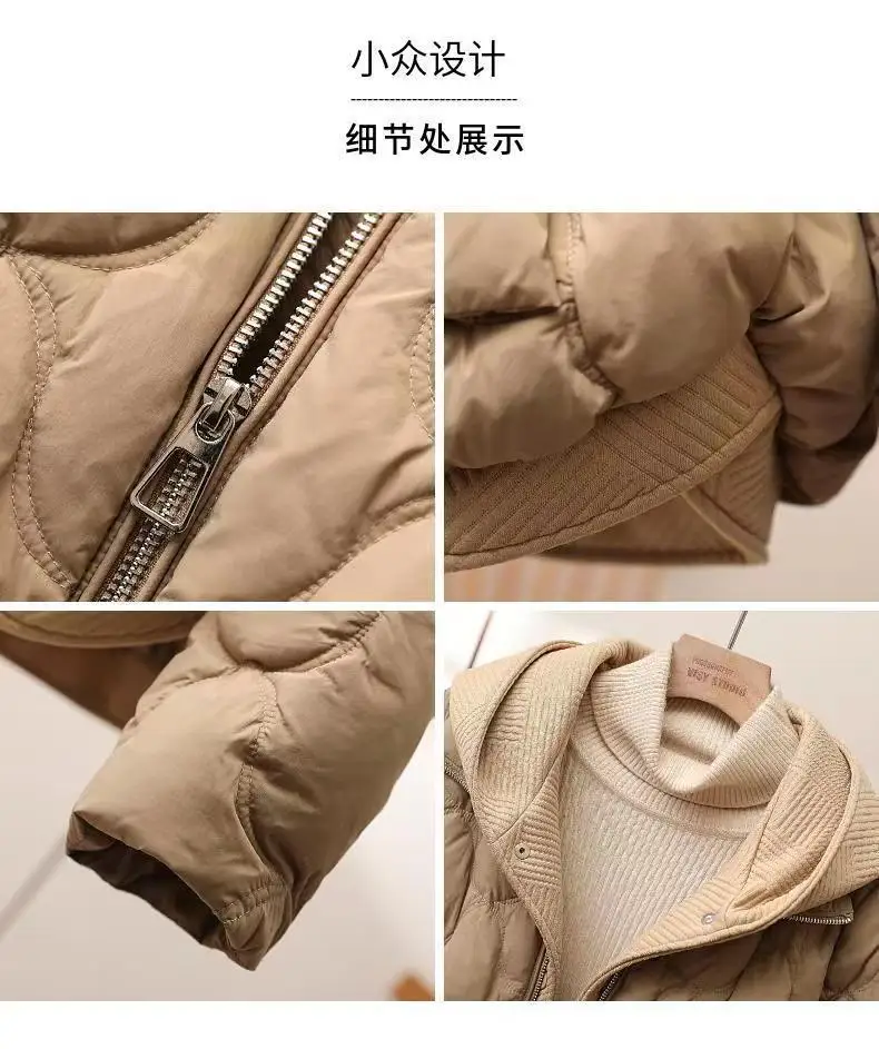 2025 Winter Hooded Cotton Jacket Women Short Fake Two-Piece Down Cotton Jacket Women Loose Thicken Cotton Coat New Women Parkas