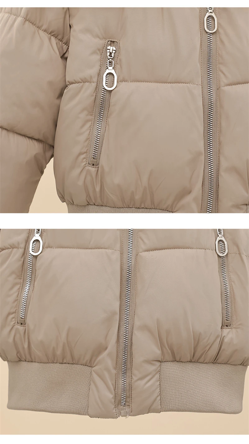 Short Cotton Jackets Long Sleeve Loose Hooded Short Women's Parka Coats Big Fur Collar Winter Down Cotton Padded Coats 2025 New