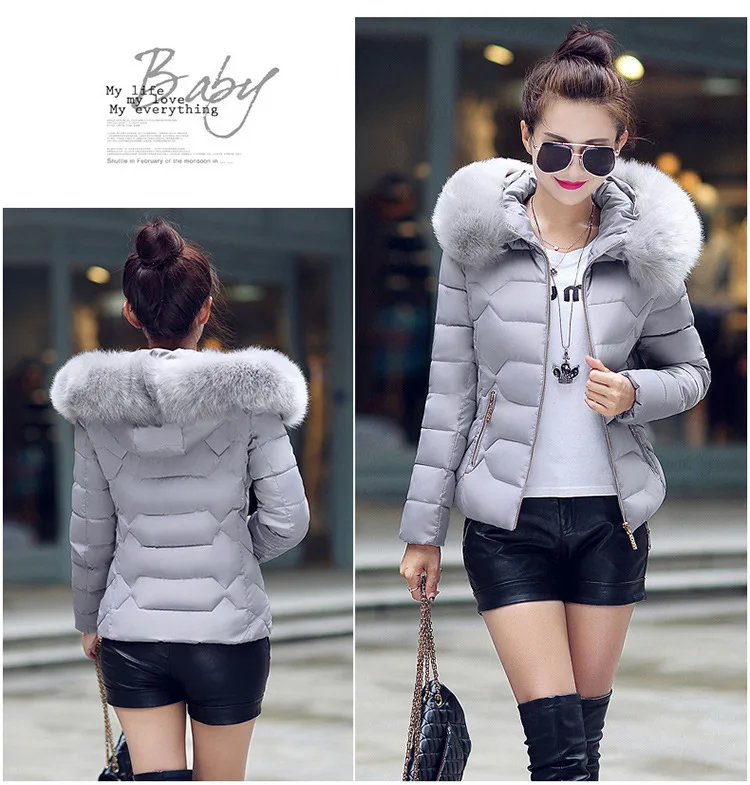 Autumn Winter Women Short Cotton Coat 2025 New Women Cotton Coat Large Fur Collar Parkas Large Size Women'S Cotton Padded Jacket