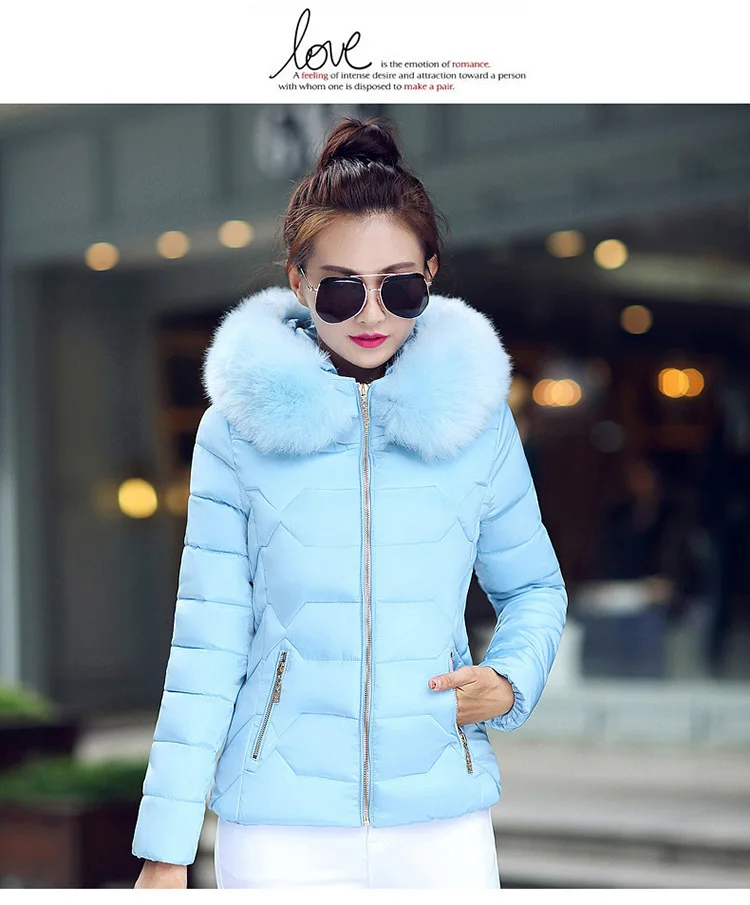 Autumn Winter Women Short Cotton Coat 2025 New Women Cotton Coat Large Fur Collar Parkas Large Size Women'S Cotton Padded Jacket
