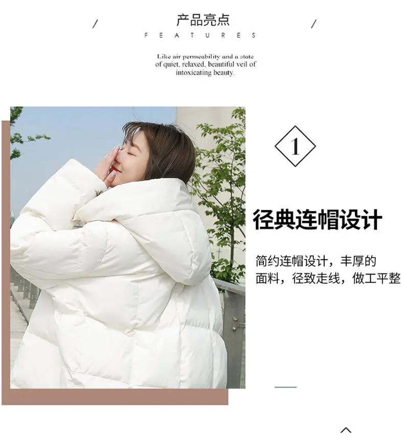 Winter New Style Puffer Jackets Women White Zipper Long Down Jacket Woman Korean Loose Hooded Bubble Coats Female