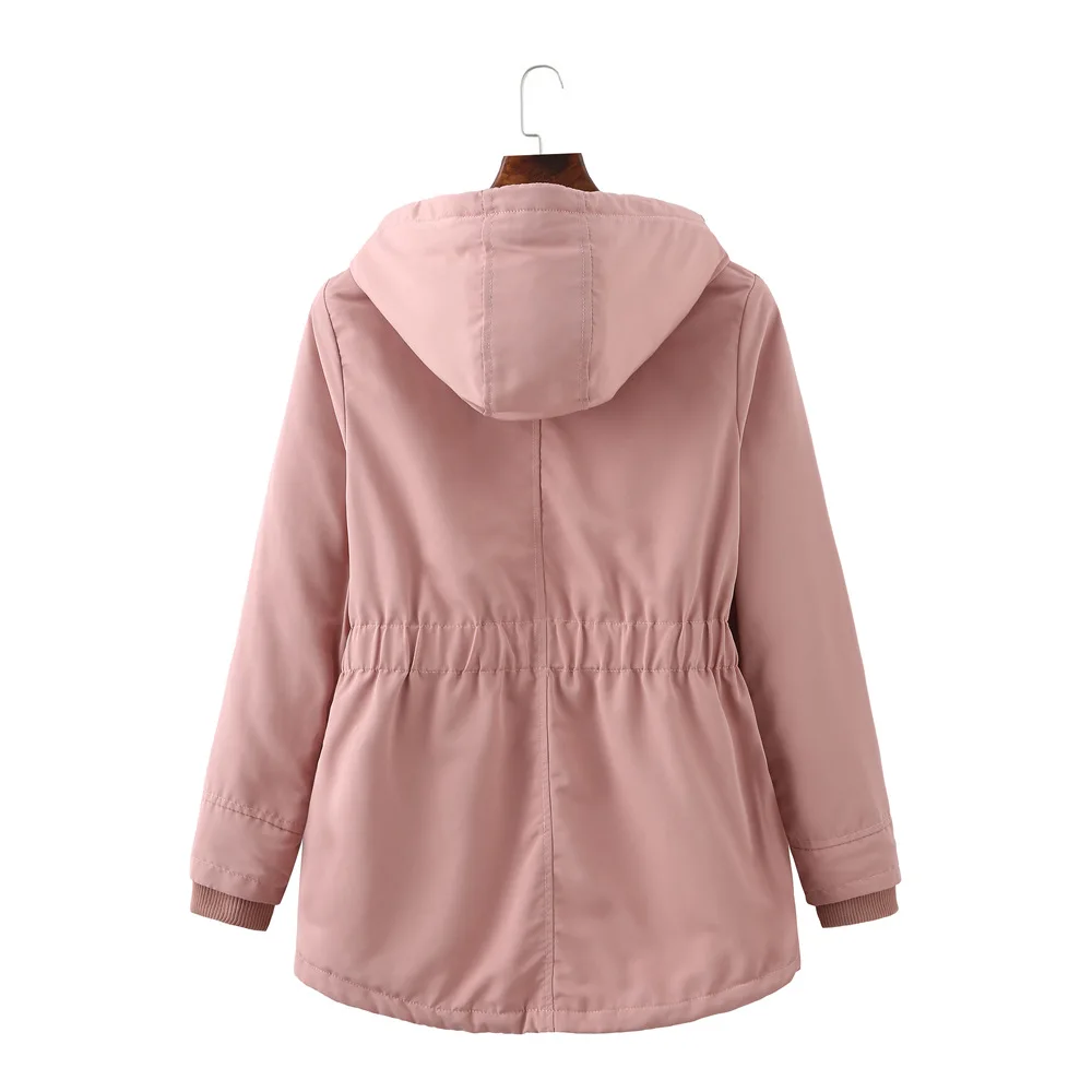 Women Parkas Lamb Wool Hoodies Coats Thick Warm Tight Waist Loose Autumn Winter Casual Jackets Winter Mid Length Parka Coat