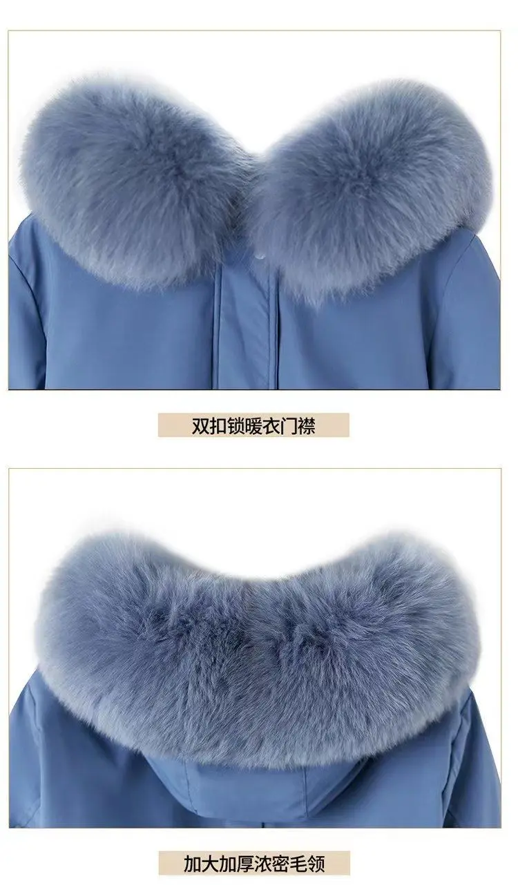2026Winter New Korean Edition Loose Thicken Cotton Jacket Women's Big Fur Collar Hooded Coat Female Casual Warm Parker Overcoat