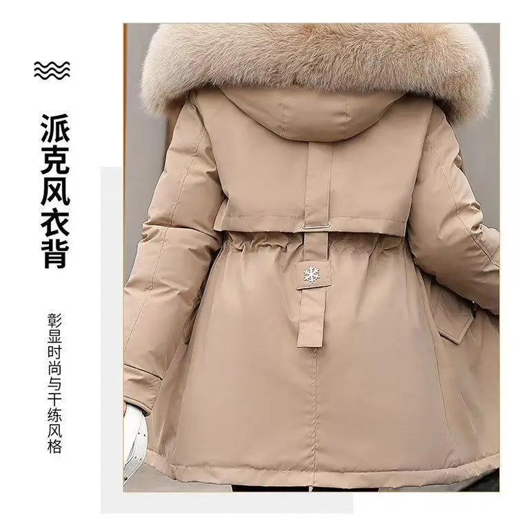 2026Winter New Korean Edition Loose Thicken Cotton Jacket Women's Big Fur Collar Hooded Coat Female Casual Warm Parker Overcoat