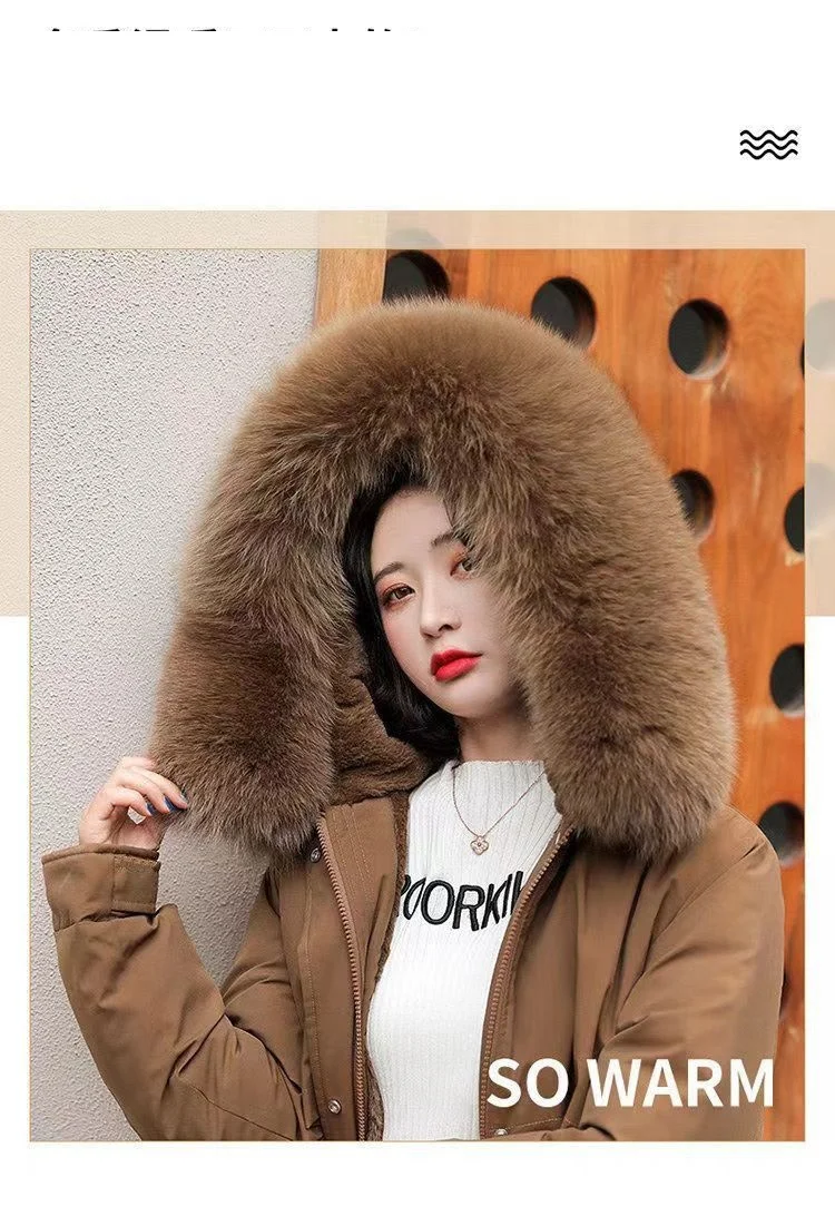 2026Winter New Korean Edition Loose Thicken Cotton Jacket Women's Big Fur Collar Hooded Coat Female Casual Warm Parker Overcoat