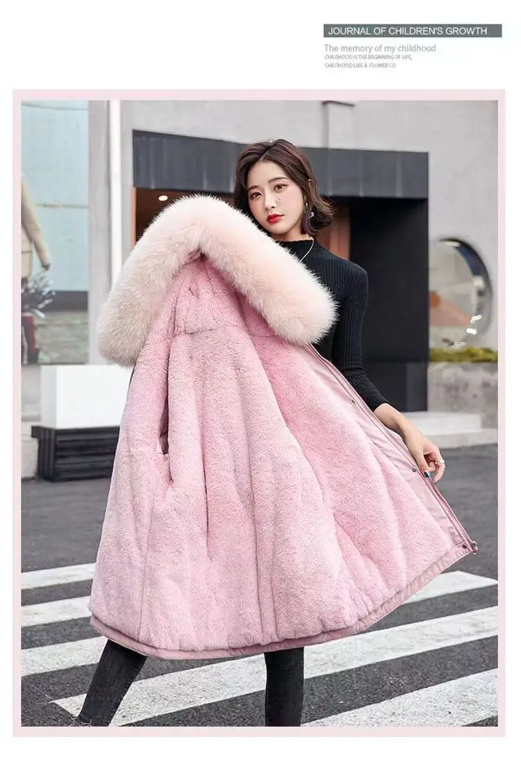 2026Winter New Korean Edition Loose Thicken Cotton Jacket Women's Big Fur Collar Hooded Coat Female Casual Warm Parker Overcoat
