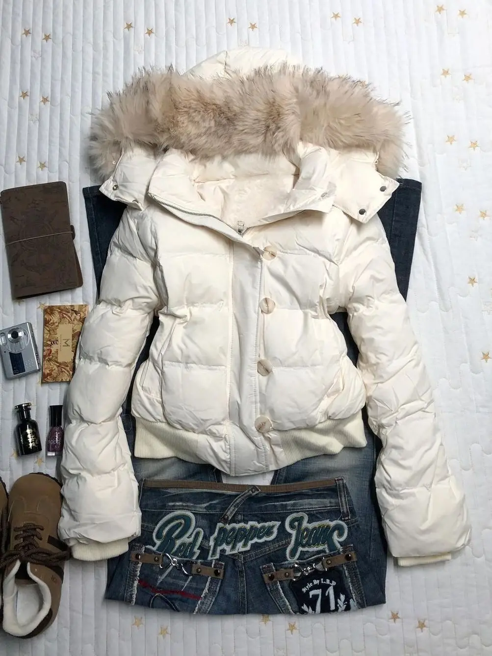 American Retro Vintage Fur Collar Hooded Cotton Coat Women Winter Loose Warm Casual Thick Jacket 2025 Fashion Street Style Cozy