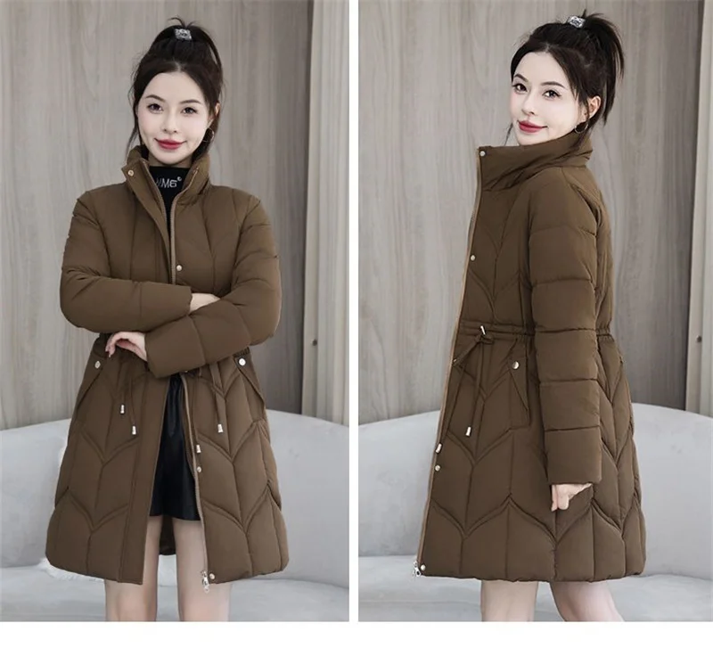 Winter New Down Cotton Jacket Women Korean Cotton-Padded Thicken Warm Mid Long Hooded Parkas Slim Coat Female Casual Ladies Tops