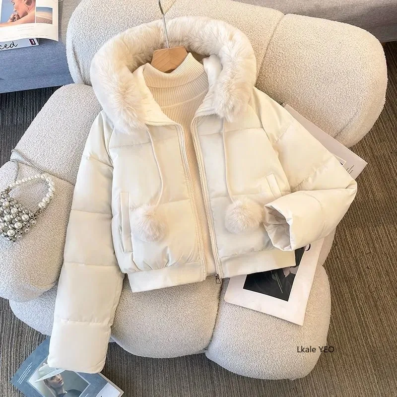 New 2025 Fashion High-end Elegant Women's Winter Parkas Coat Long Sleeve Short Be All-match Ladies Down Cotton-padded Jacket