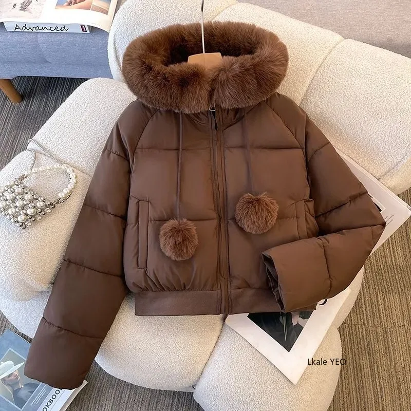 New 2025 Fashion High-end Elegant Women's Winter Parkas Coat Long Sleeve Short Be All-match Ladies Down Cotton-padded Jacket