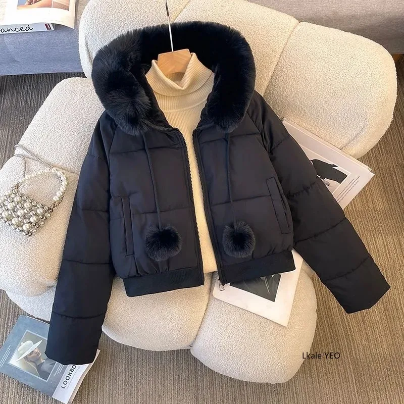 New 2025 Fashion High-end Elegant Women's Winter Parkas Coat Long Sleeve Short Be All-match Ladies Down Cotton-padded Jacket