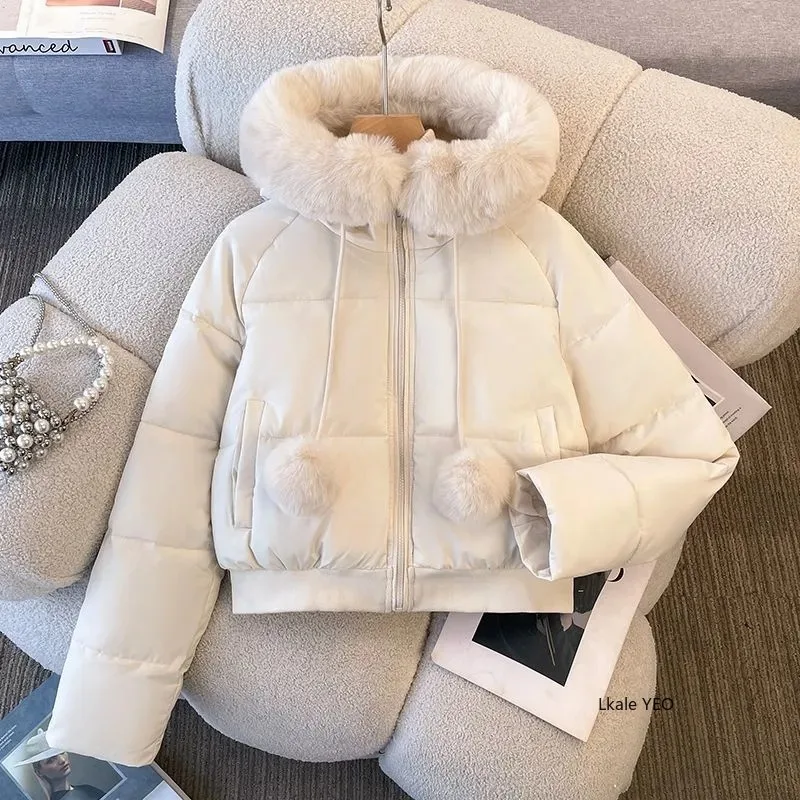New 2025 Fashion High-end Elegant Women's Winter Parkas Coat Long Sleeve Short Be All-match Ladies Down Cotton-padded Jacket