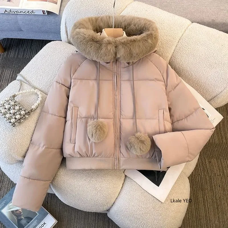 New 2025 Fashion High-end Elegant Women's Winter Parkas Coat Long Sleeve Short Be All-match Ladies Down Cotton-padded Jacket