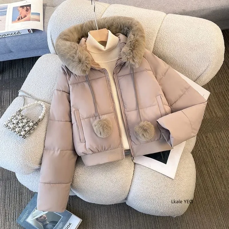 New 2025 Fashion High-end Elegant Women's Winter Parkas Coat Long Sleeve Short Be All-match Ladies Down Cotton-padded Jacket