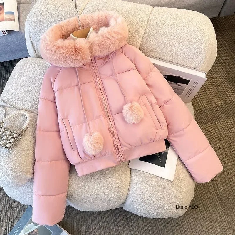 New 2025 Fashion High-end Elegant Women's Winter Parkas Coat Long Sleeve Short Be All-match Ladies Down Cotton-padded Jacket