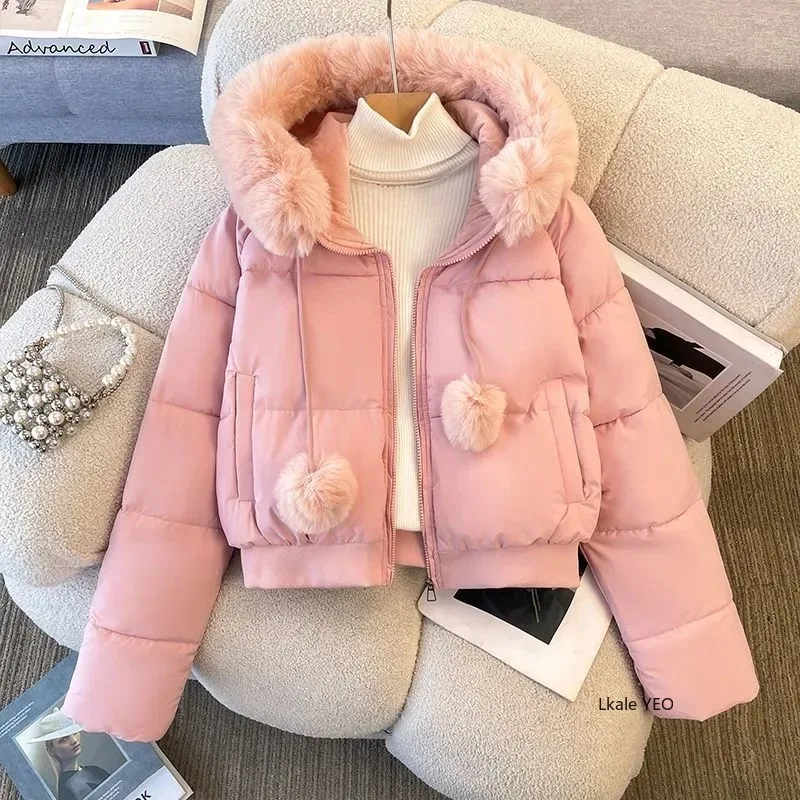New 2025 Fashion High-end Elegant Women's Winter Parkas Coat Long Sleeve Short Be All-match Ladies Down Cotton-padded Jacket