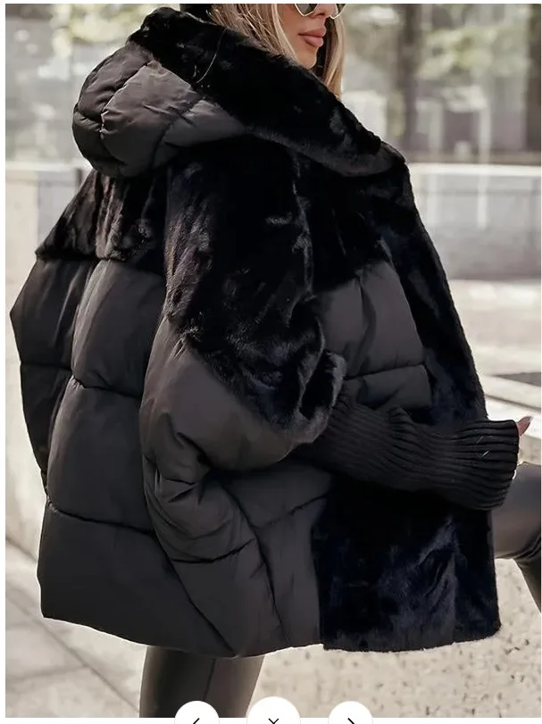 2026 Autumn Winter Women's Loose New Splicing Down Cotton Jacket Parka Loose Warm Fashion Jackets Coat Fashionable Streetwear