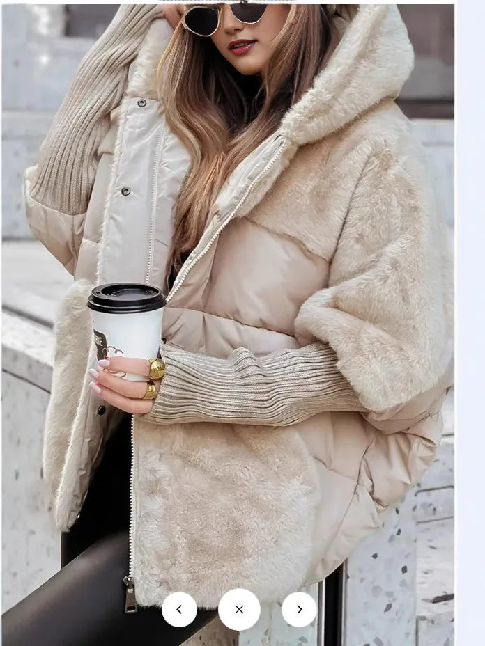 2026 Autumn Winter Women's Loose New Splicing Down Cotton Jacket Parka Loose Warm Fashion Jackets Coat Fashionable Streetwear