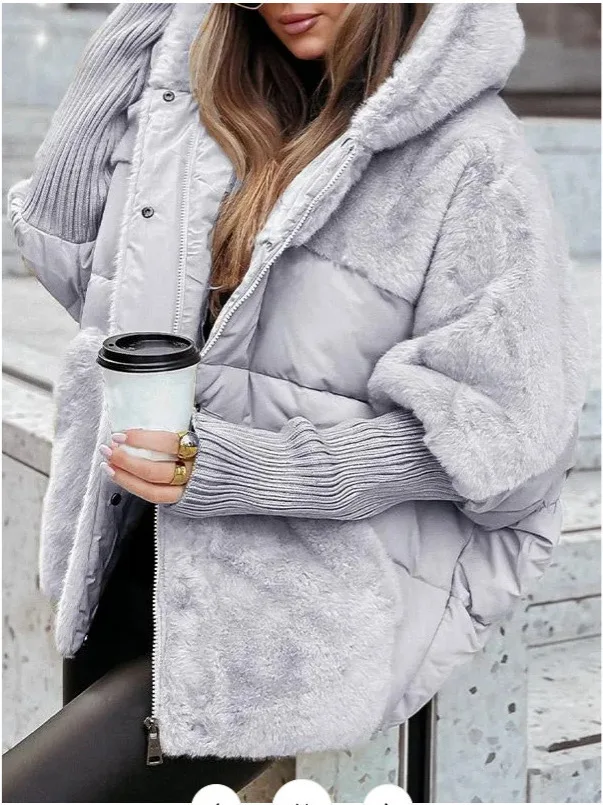 2026 Autumn Winter Women's Loose New Splicing Down Cotton Jacket Parka Loose Warm Fashion Jackets Coat Fashionable Streetwear