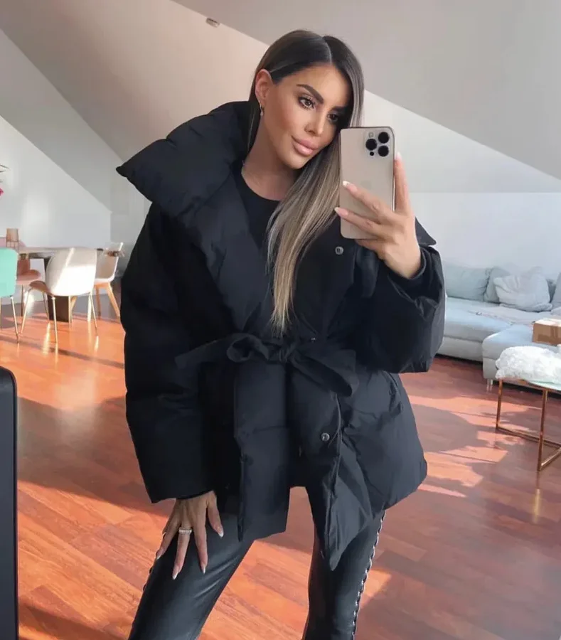 Warm Parkas Women Long Coats 2025 Autumn Winter Khaki Black Long Sleeve Coat Khaki High Waist Casual Elegant Y2k Jackets Thick