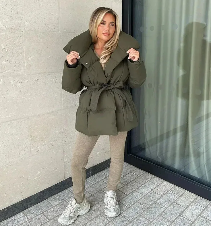 Warm Parkas Women Long Coats 2025 Autumn Winter Khaki Black Long Sleeve Coat Khaki High Waist Casual Elegant Y2k Jackets Thick