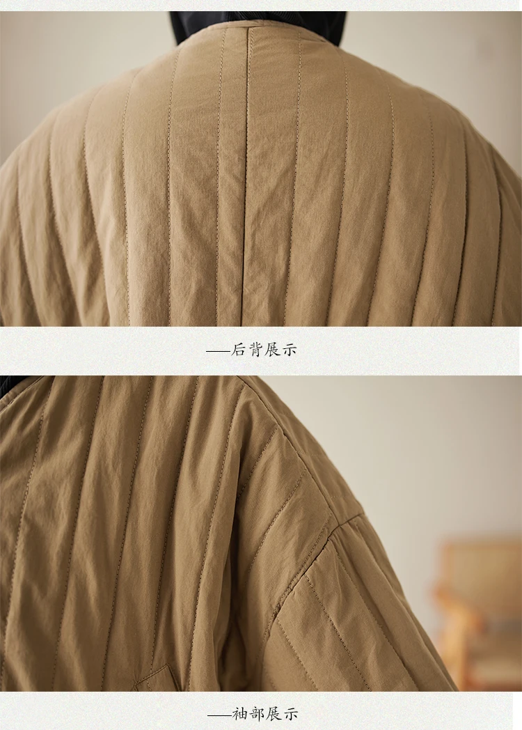 THHONE Autumn Winter New 2026 Jacket Women Coat Parkas Padded Vintage Korean Style Loose Solid Warm Casual V-neck Top Outerwear