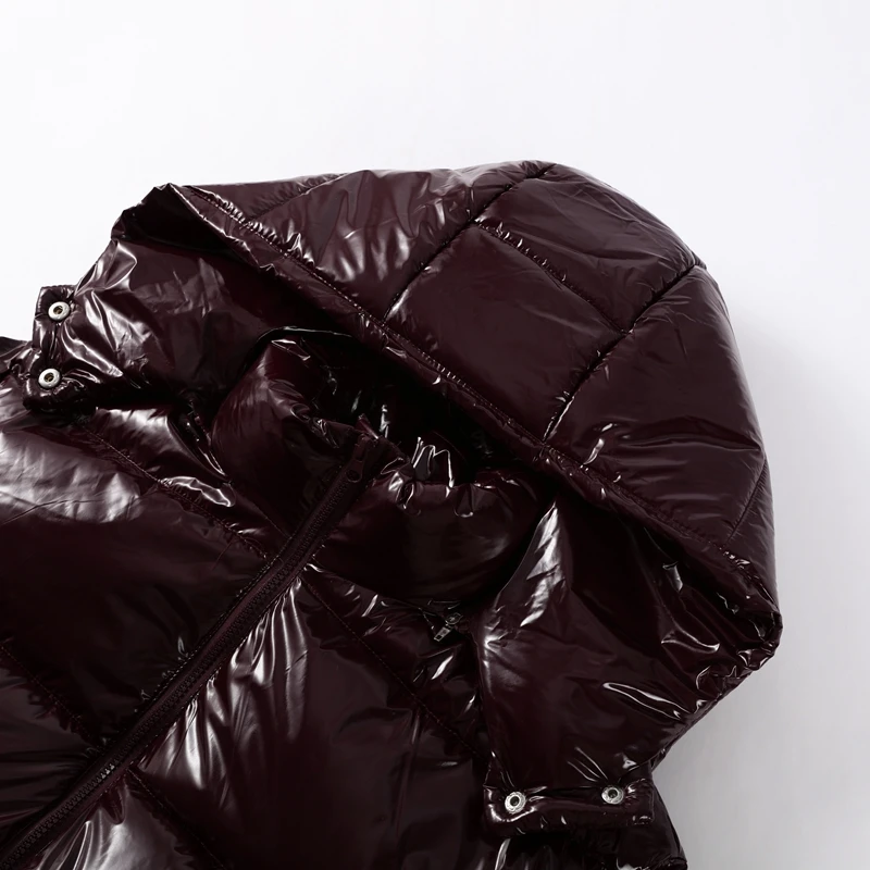 Casual Glossy Hooded Padded Jackets Women Loose Full Sleeves Zipper Coats With Pockets 2026 New Autumn Winter Lady Solid Outwear
