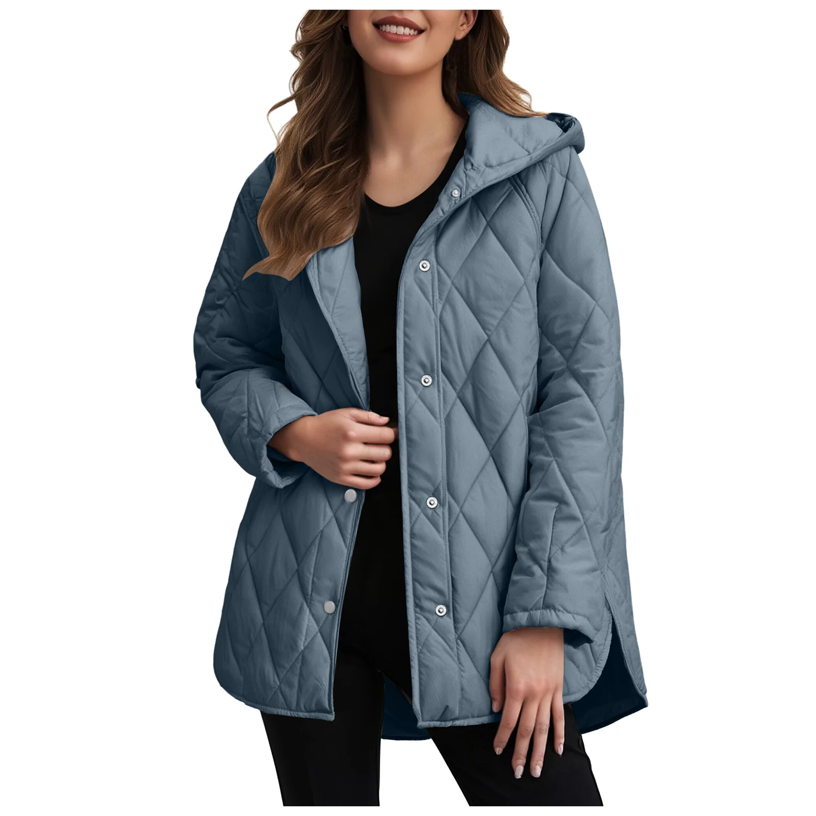 2025 Autumn Winter Fashion Cotton Jacket Coat Women's Parkas Casual Curled Edge Hooded Cotton Padded Coat Lattice Outerwear