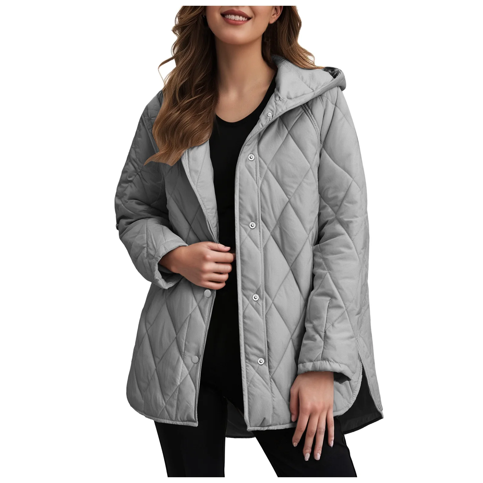2025 Autumn Winter Fashion Cotton Jacket Coat Women's Parkas Casual Curled Edge Hooded Cotton Padded Coat Lattice Outerwear