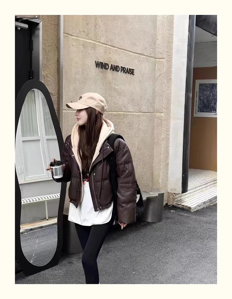 Hooded Short Parkas Women Fashion Black Patchwork Puffer Jacket Winter Streetwear Down Coats Korean Cotton Padded Outerwears New