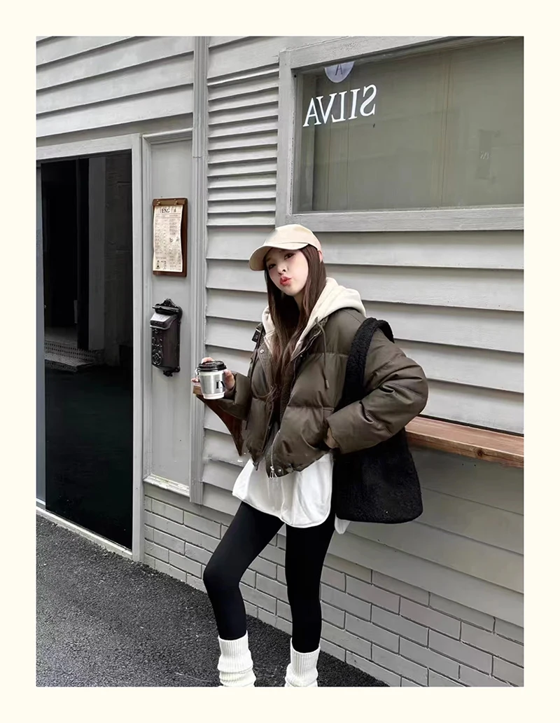 Hooded Short Parkas Women Fashion Black Patchwork Puffer Jacket Winter Streetwear Down Coats Korean Cotton Padded Outerwears New