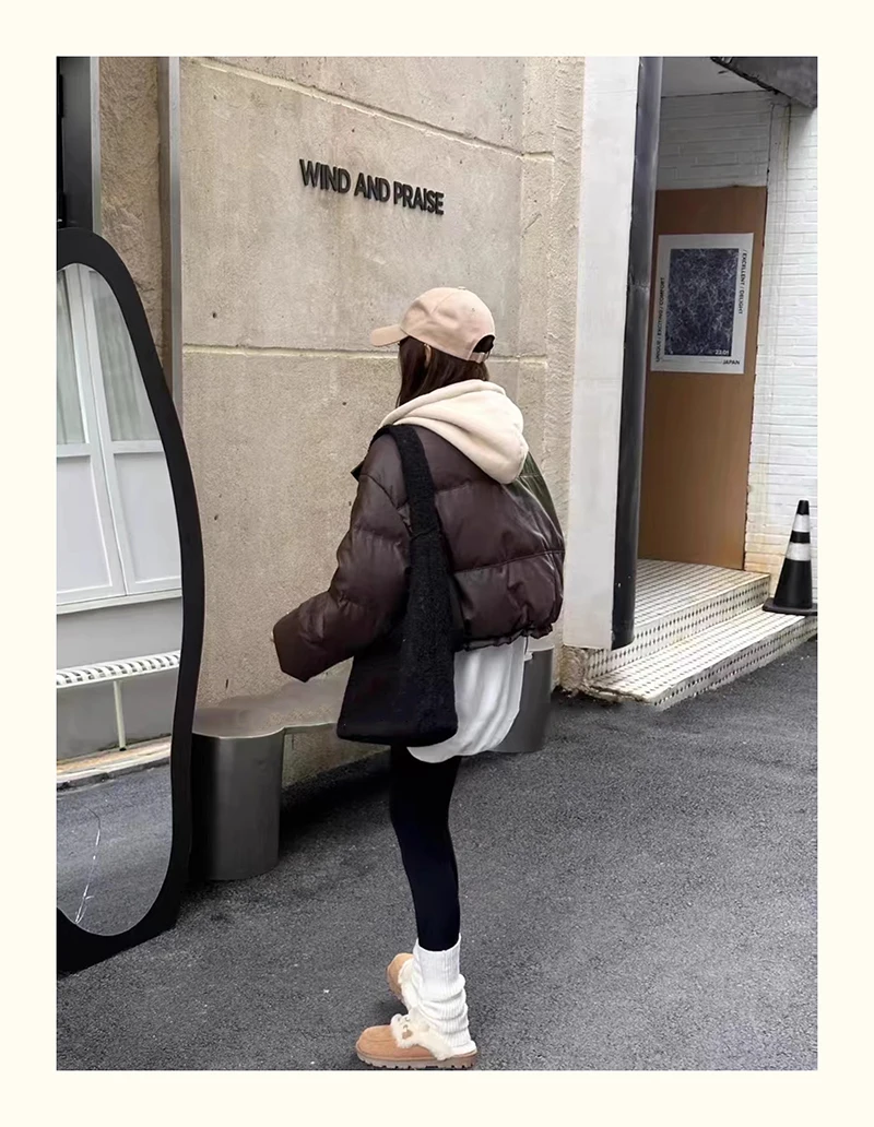 Hooded Short Parkas Women Fashion Black Patchwork Puffer Jacket Winter Streetwear Down Coats Korean Cotton Padded Outerwears New