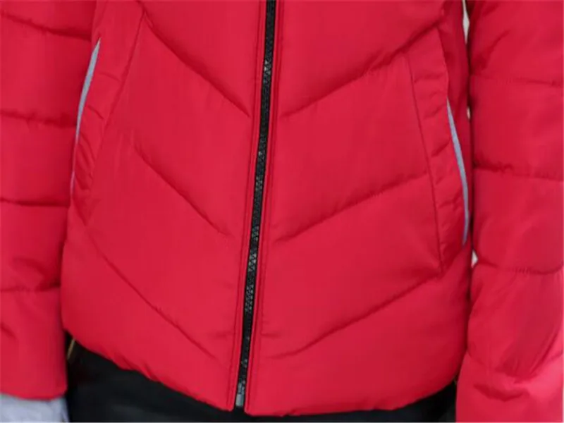 New Women's Cotton Coat Short Outwear Standing Collar Zipper Jacket Drawstring Slim Multicolor Winter Small Tops Warm Handguard