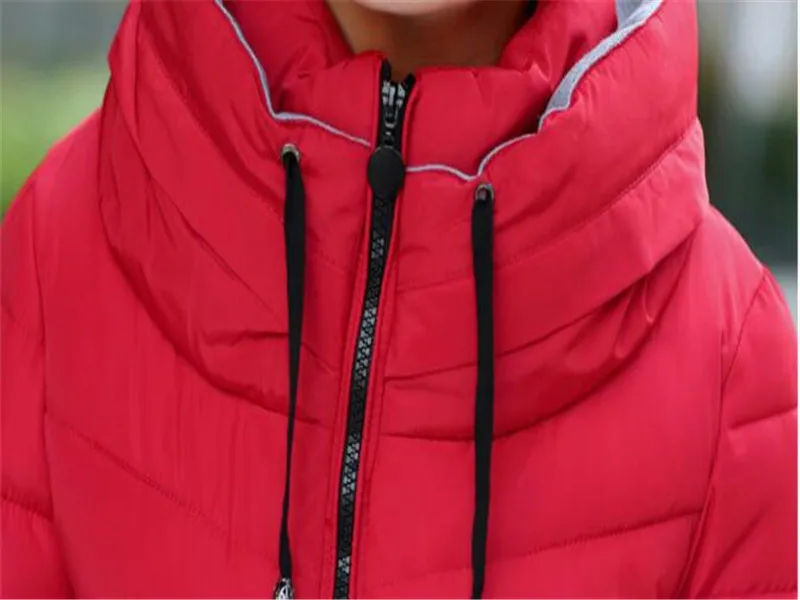 New Women's Cotton Coat Short Outwear Standing Collar Zipper Jacket Drawstring Slim Multicolor Winter Small Tops Warm Handguard
