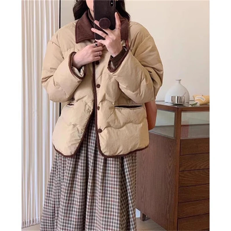 Parkas Women 2024 Autumn New Fashion Loose Casual Winter Puffer Padded Coat Female Large Size Lightweight Short Down Cotton Jack