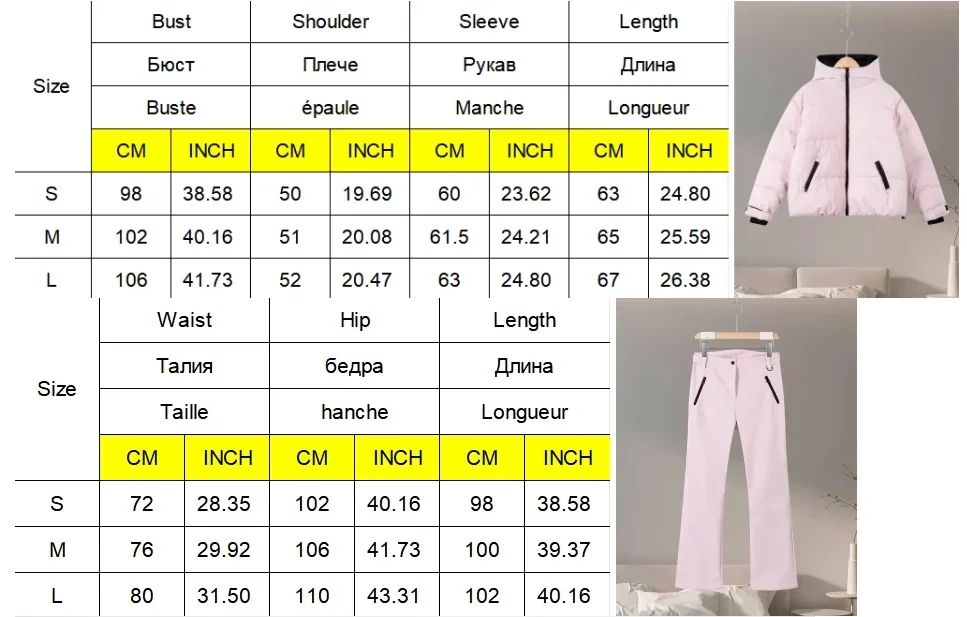 Winter Warm Hooded Ski Wear Suits For Women Windproof Waterproof Park Coat High Waist Warm Pants 2026 New Lady Snow Sportwears