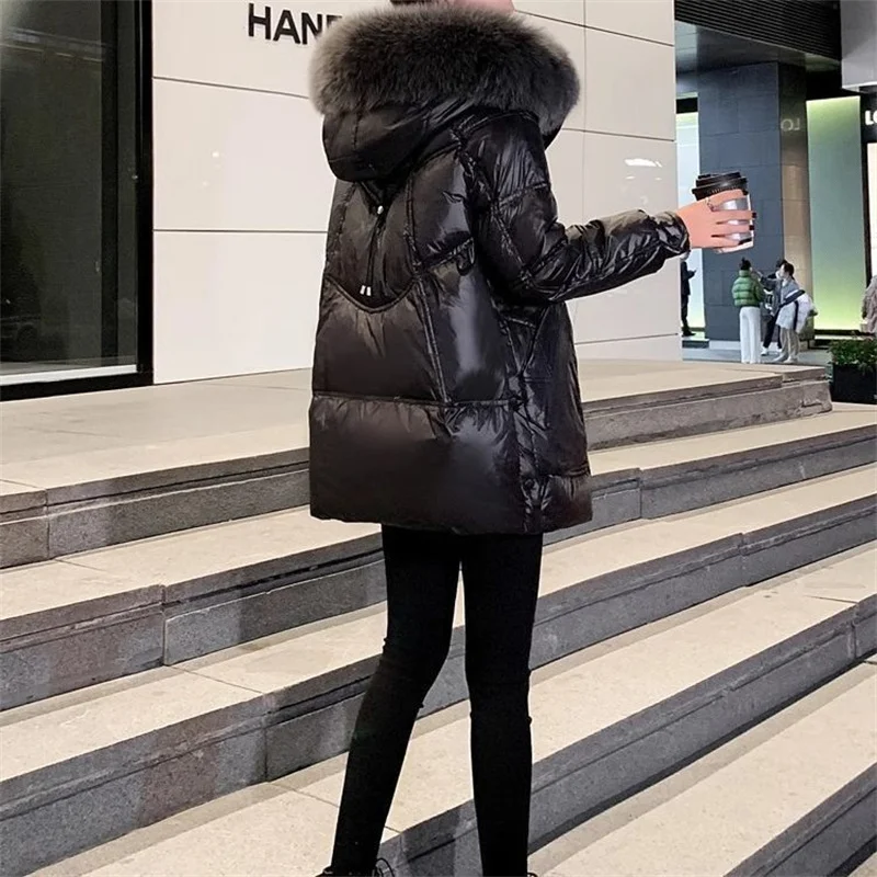 Down Coat Women Parkas Winter 2025 New Korean Warm Cotton Padded Coats Big Fur Collar Thick Down Jacket Disposable Outwear Femal