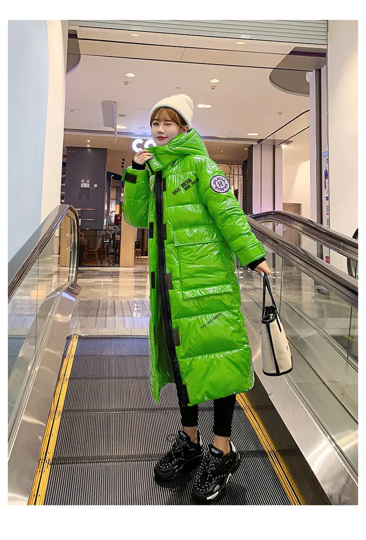 2025 New Waterproof Coats Fashion Winter Down Cotton Jacket Womens Glossy Colorful Femme Thick Warm Long Hooded Puffer Parkas