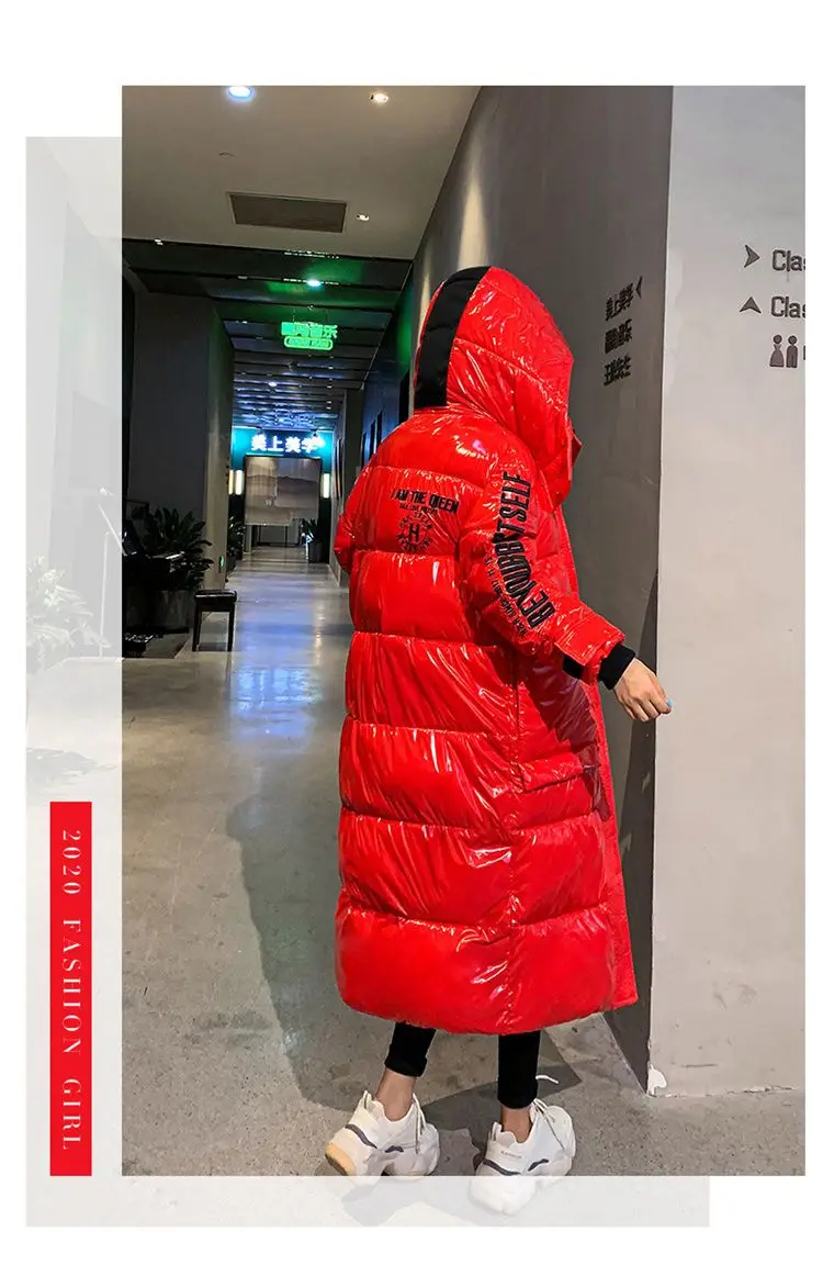 2025 New Waterproof Coats Fashion Winter Down Cotton Jacket Womens Glossy Colorful Femme Thick Warm Long Hooded Puffer Parkas