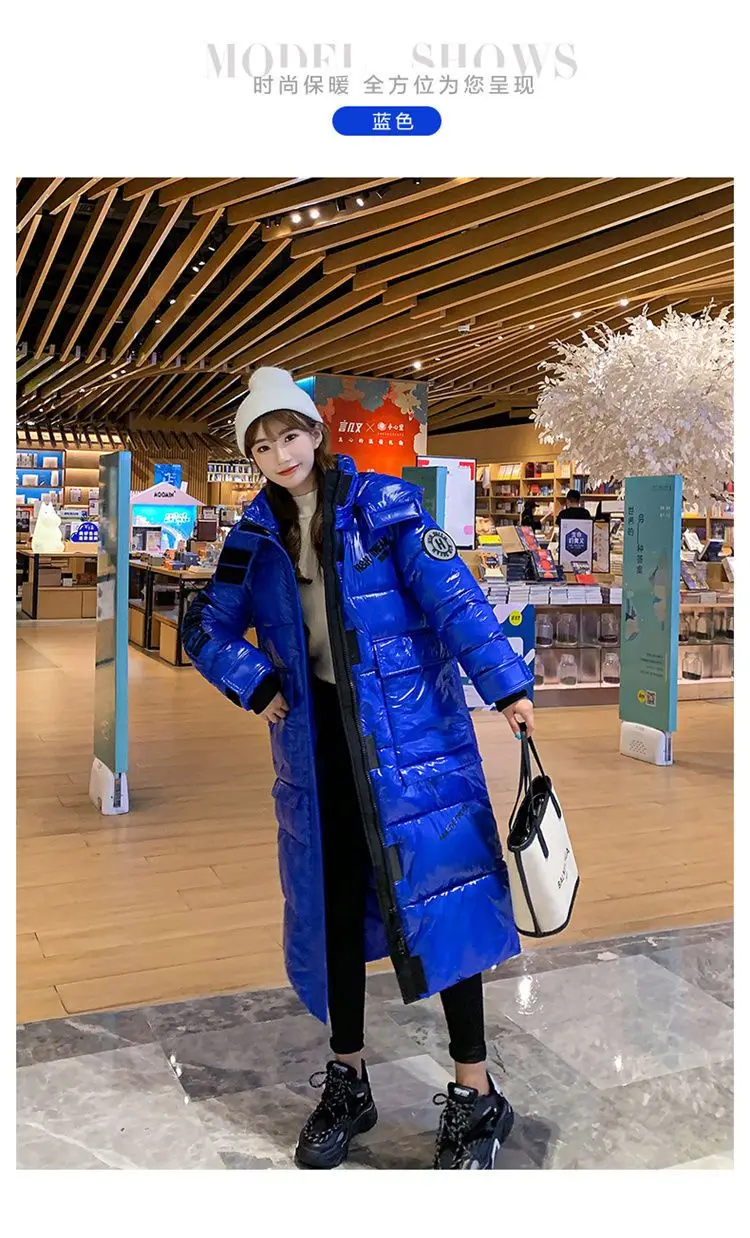 2025 New Waterproof Coats Fashion Winter Down Cotton Jacket Womens Glossy Colorful Femme Thick Warm Long Hooded Puffer Parkas