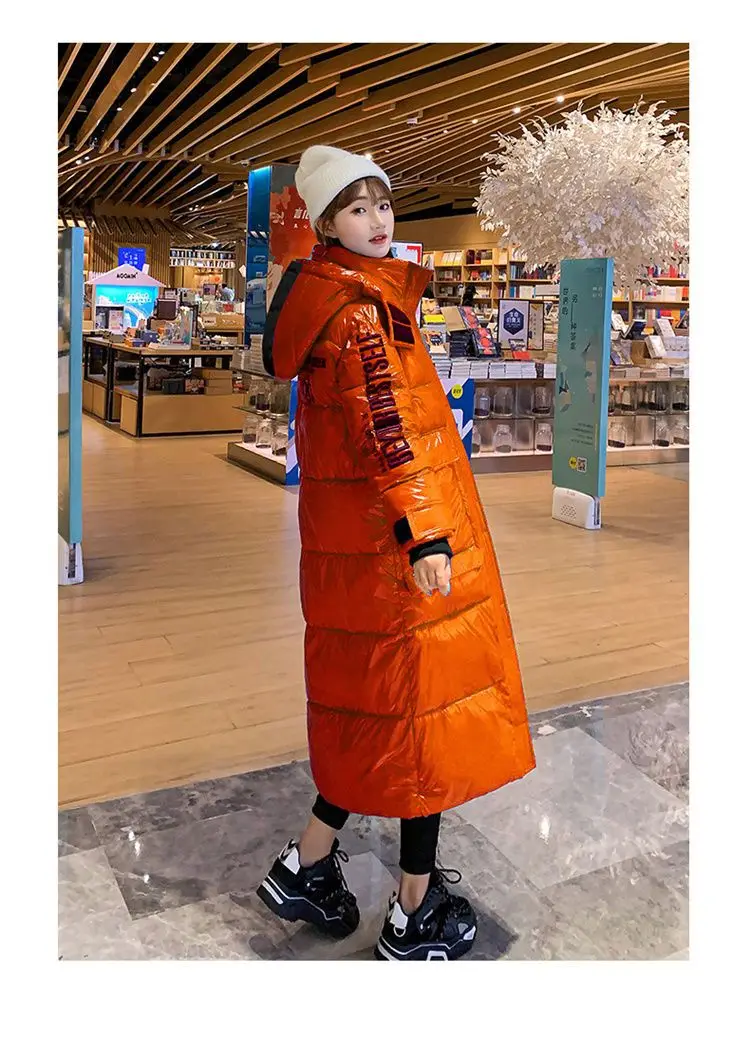 2025 New Waterproof Coats Fashion Winter Down Cotton Jacket Womens Glossy Colorful Femme Thick Warm Long Hooded Puffer Parkas