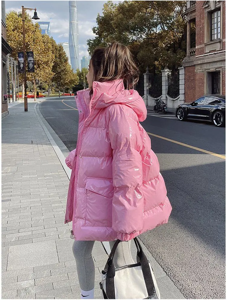 High Quality Warm Winter Woman Pink Jacket Hooded Parka Thickened Puffer Jacket Down Cotton Coat 2023 Korean Windproof Outerwear