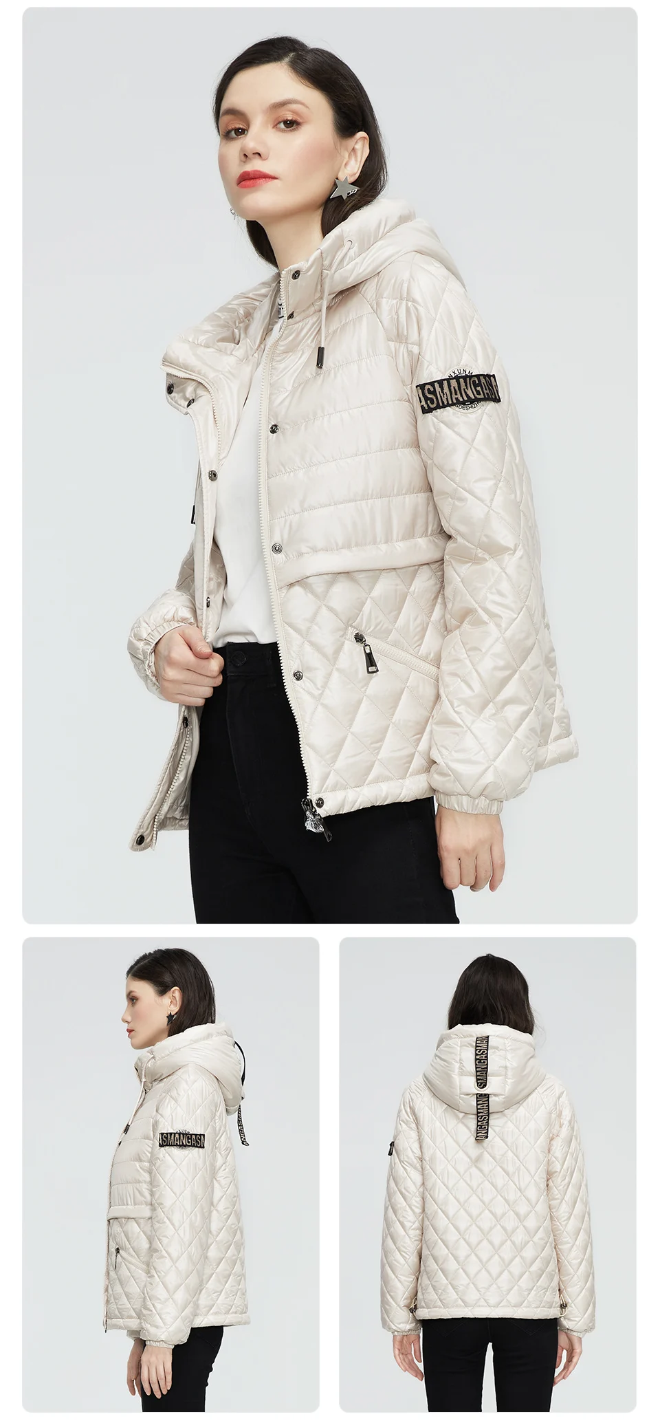 GASMAN 2022 NEW Spring Autumn Jackets Short casual parka Fashion Classic ladies jackets Thin Cotton Warm women Coat 21159