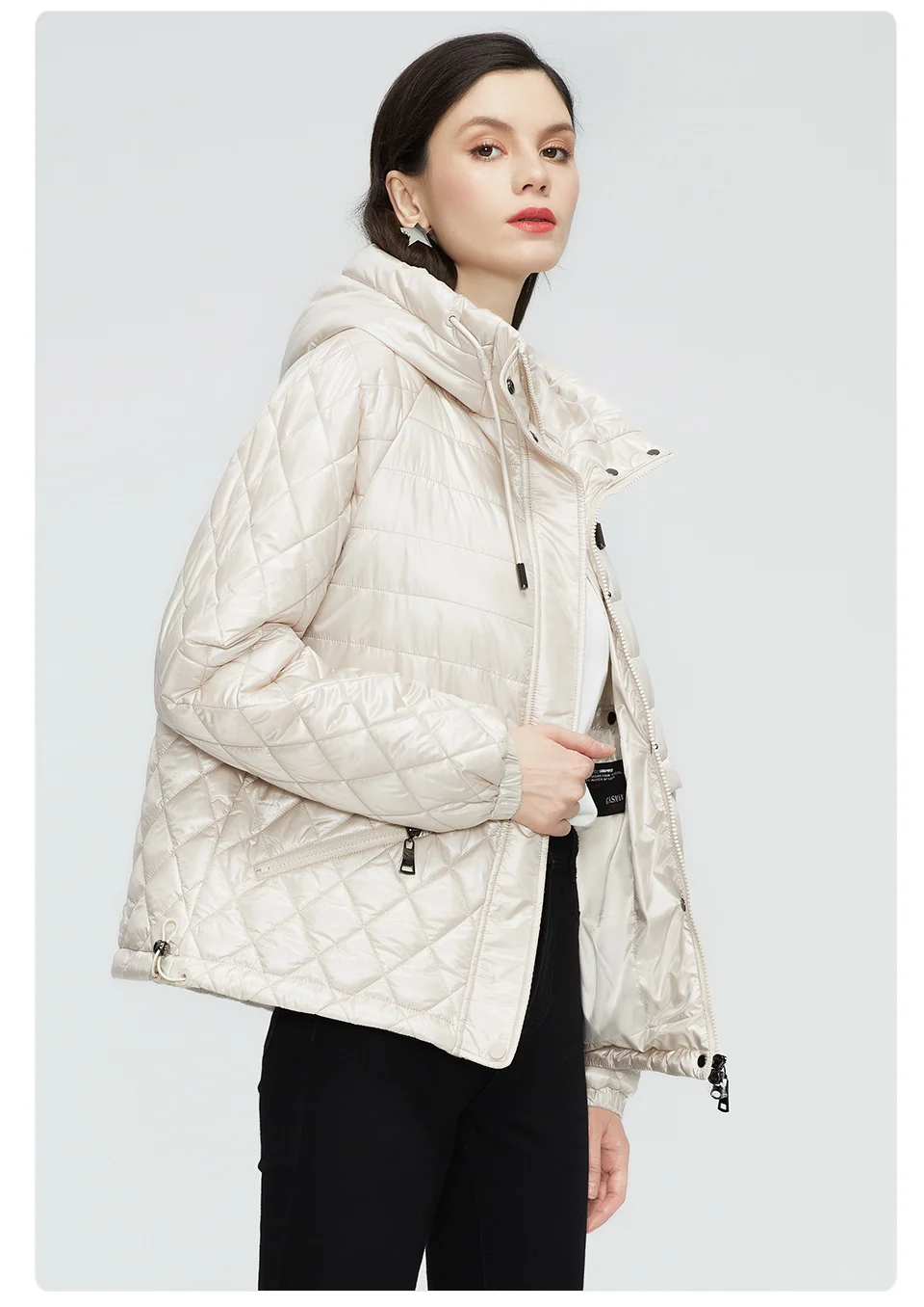 GASMAN 2022 NEW Spring Autumn Jackets Short casual parka Fashion Classic ladies jackets Thin Cotton Warm women Coat 21159