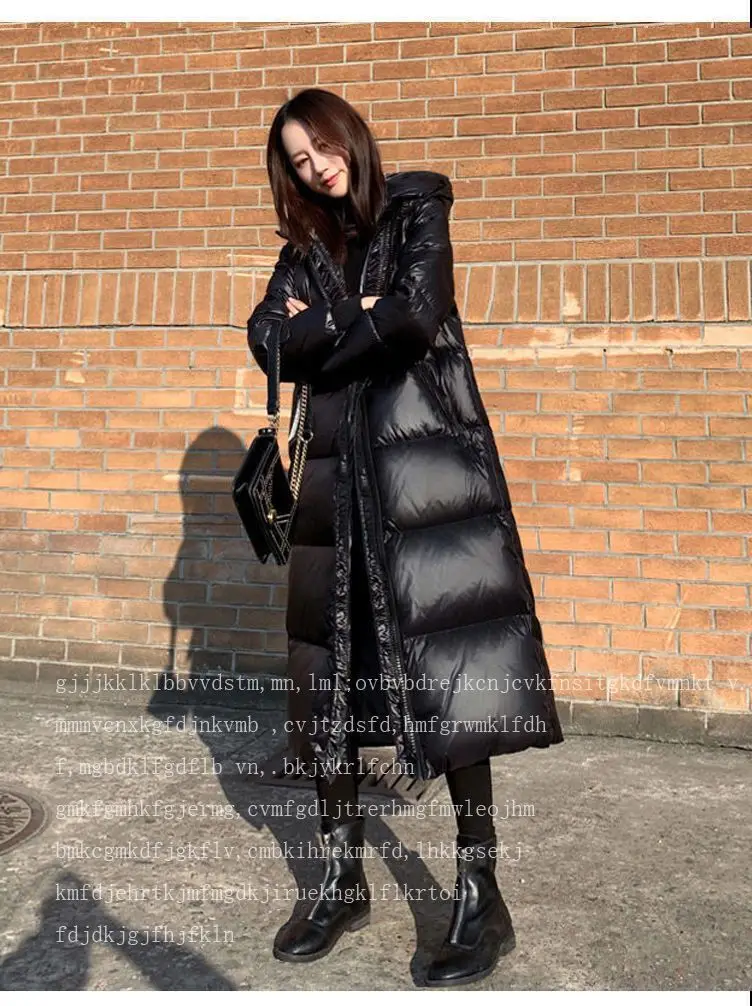 Black Glossy Parka Coat Women's 2026 Fashion Thicken Winter Hooded Loose Long Jacket Female Windproof Rainproof Warm Outwear