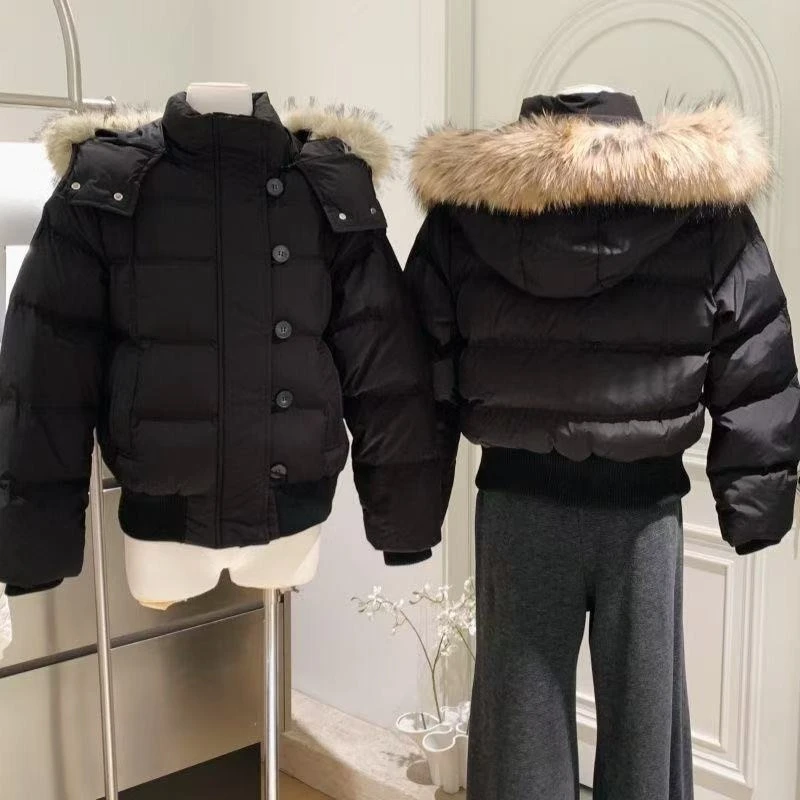 Fur Collar Parka Women Winter Hooded Short Coat Warm Puffer Jacket Female Outdoor Y2k Slim Fit Outwear 2026 Casual Tops Hoodie