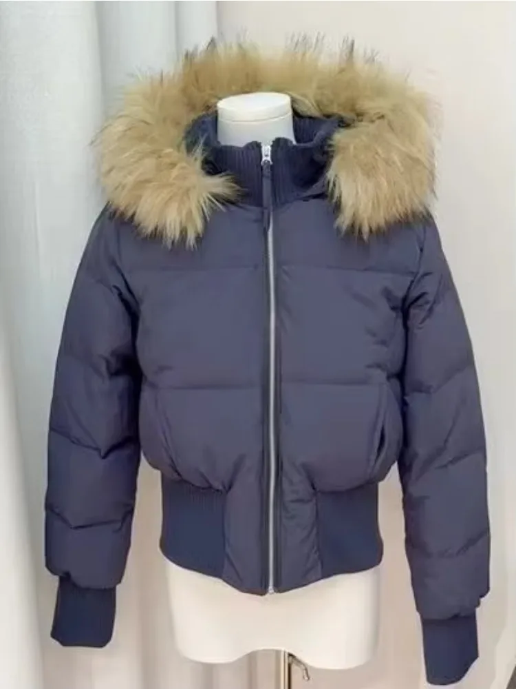 Fur Collar Parka Women Winter Hooded Short Coat Warm Puffer Jacket Female Outdoor Y2k Slim Fit Outwear 2026 Casual Tops Hoodie