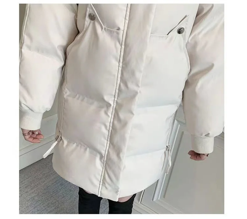 Autumn Winter New Down Cotton Jacket Women Korean Mid-Long Cotton-Padded Thick Warm Parkas Hooded Coat Female Casual Ladies Tops