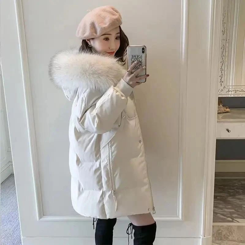 Autumn Winter New Down Cotton Jacket Women Korean Mid-Long Cotton-Padded Thick Warm Parkas Hooded Coat Female Casual Ladies Tops